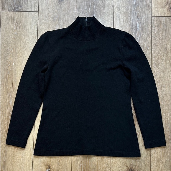 Vintage St John Black Santana Knit Mock-Neck Long Sleeve Sweater Top S - Picture 1 of 7